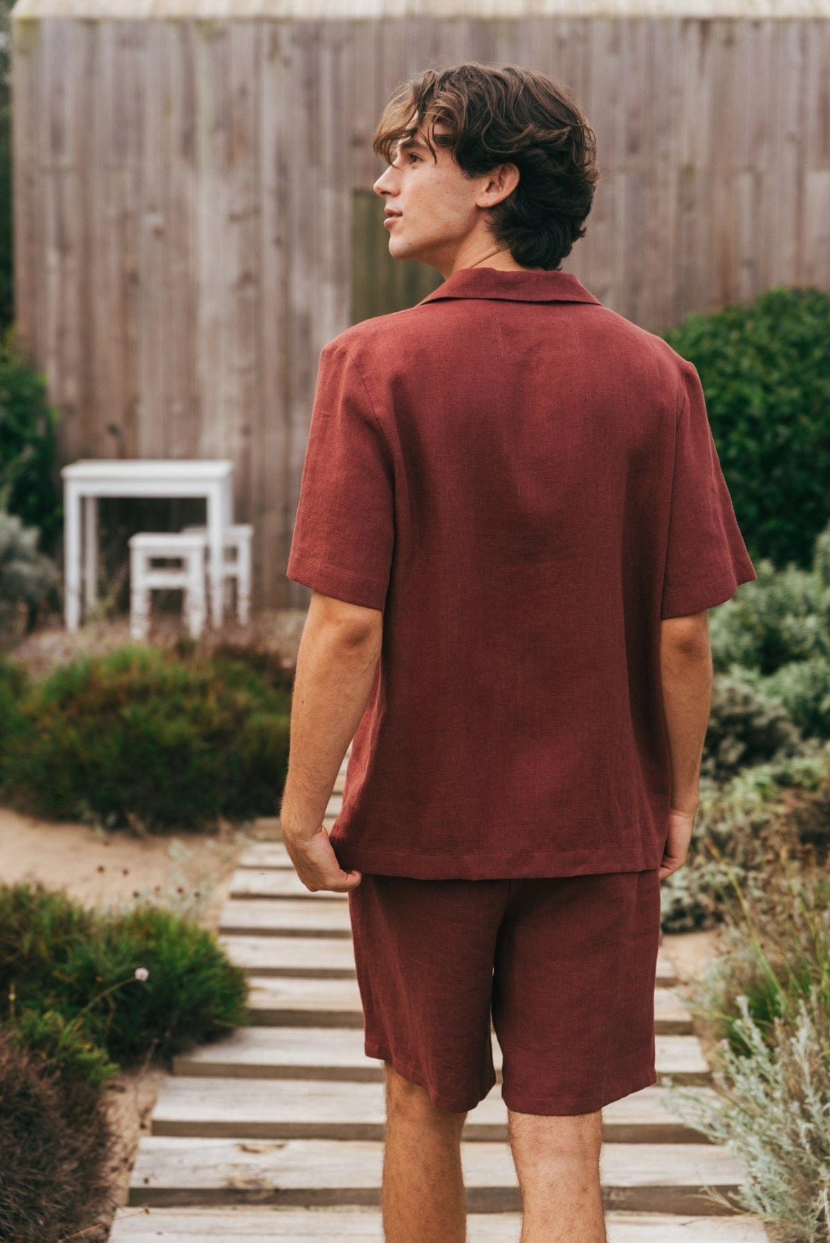 Aspen Men's Linen Loungewear Set | Terracotta
