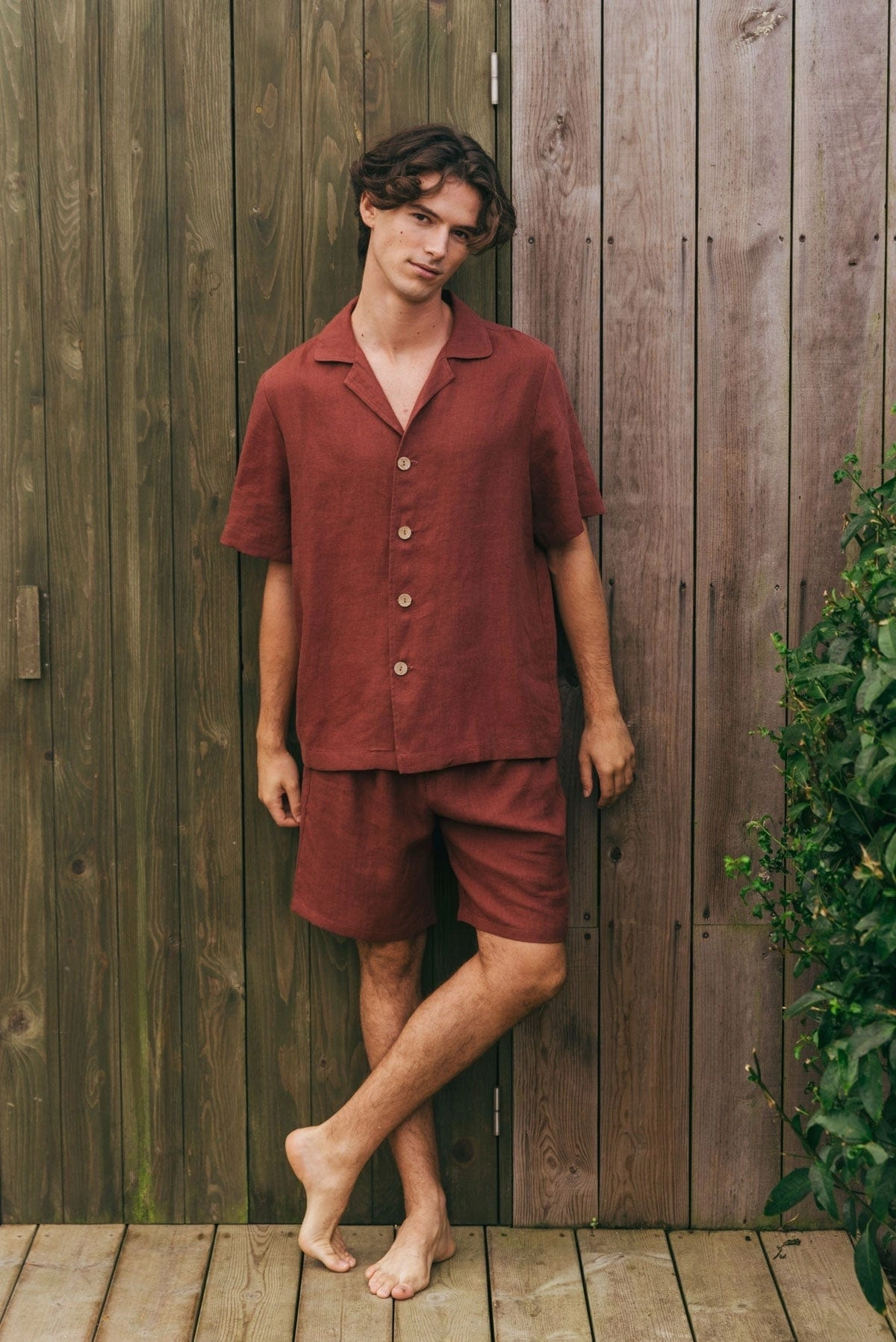 Aspen Men's Linen Loungewear Set | Terracotta