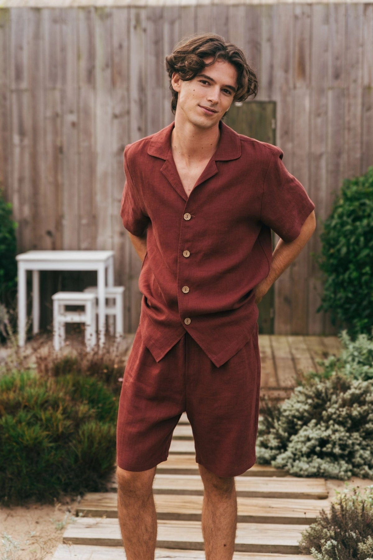 Aspen Men's Linen Loungewear Set | Terracotta
