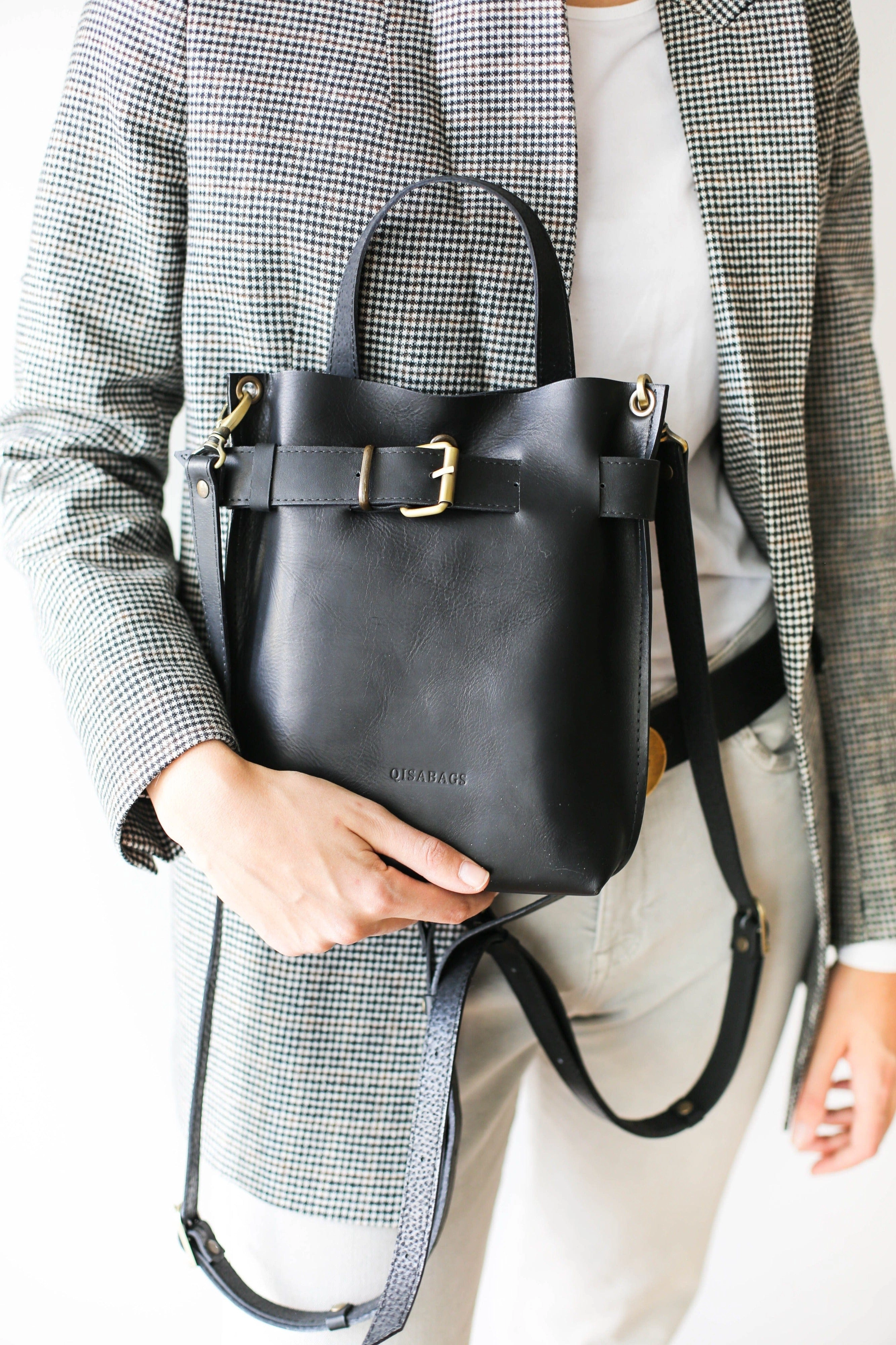 Black Mini Leather Backpack