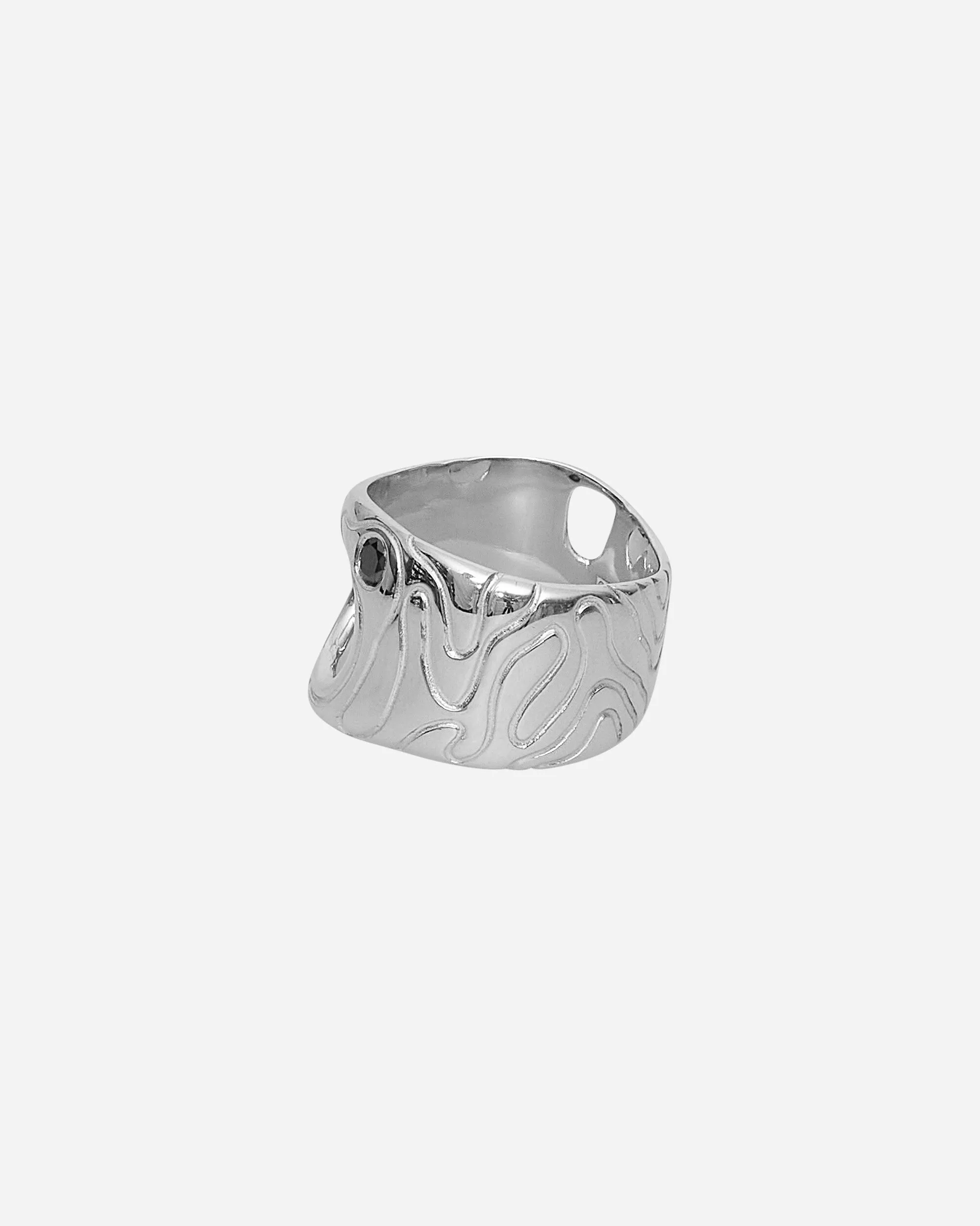 Black Sapphire Globe Ring Silver