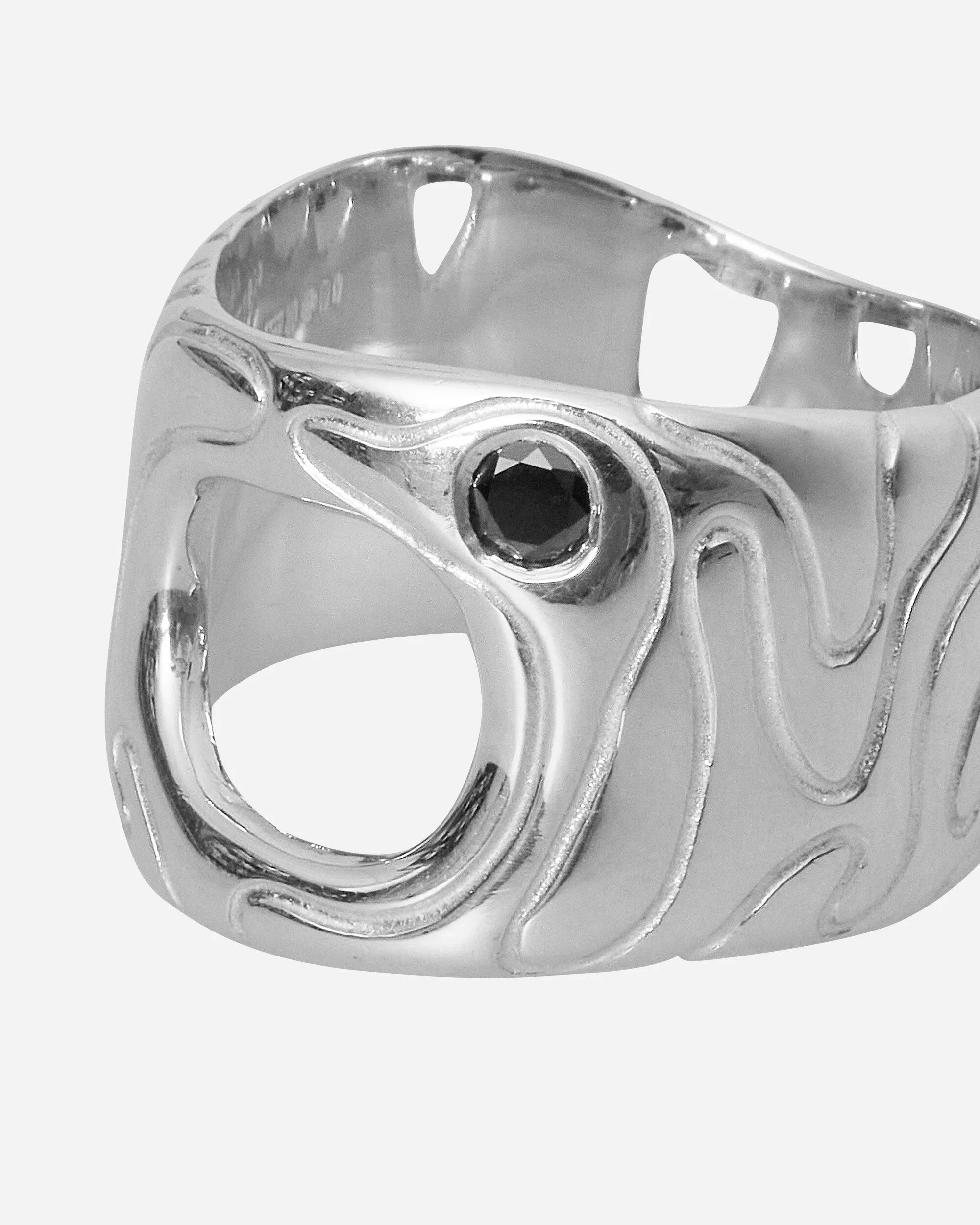 Black Sapphire Globe Ring Silver