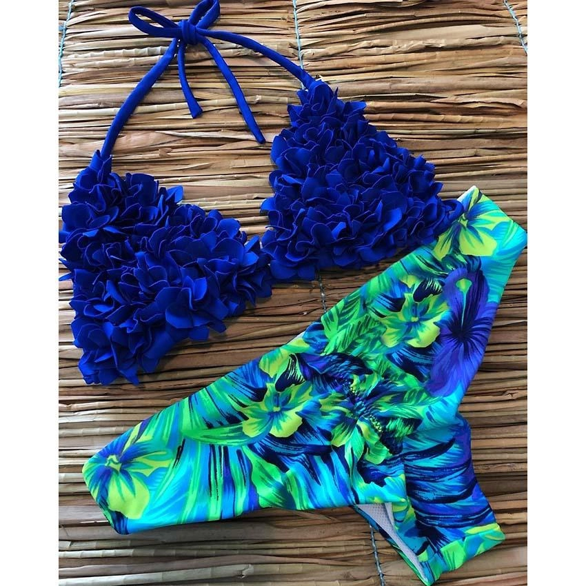 Brazilian Biquini Mujer Tow Pieces Bikini Set Sexy Swimwear Women Swimsuit Halter Bathing Suits Beach Wear Swim Print