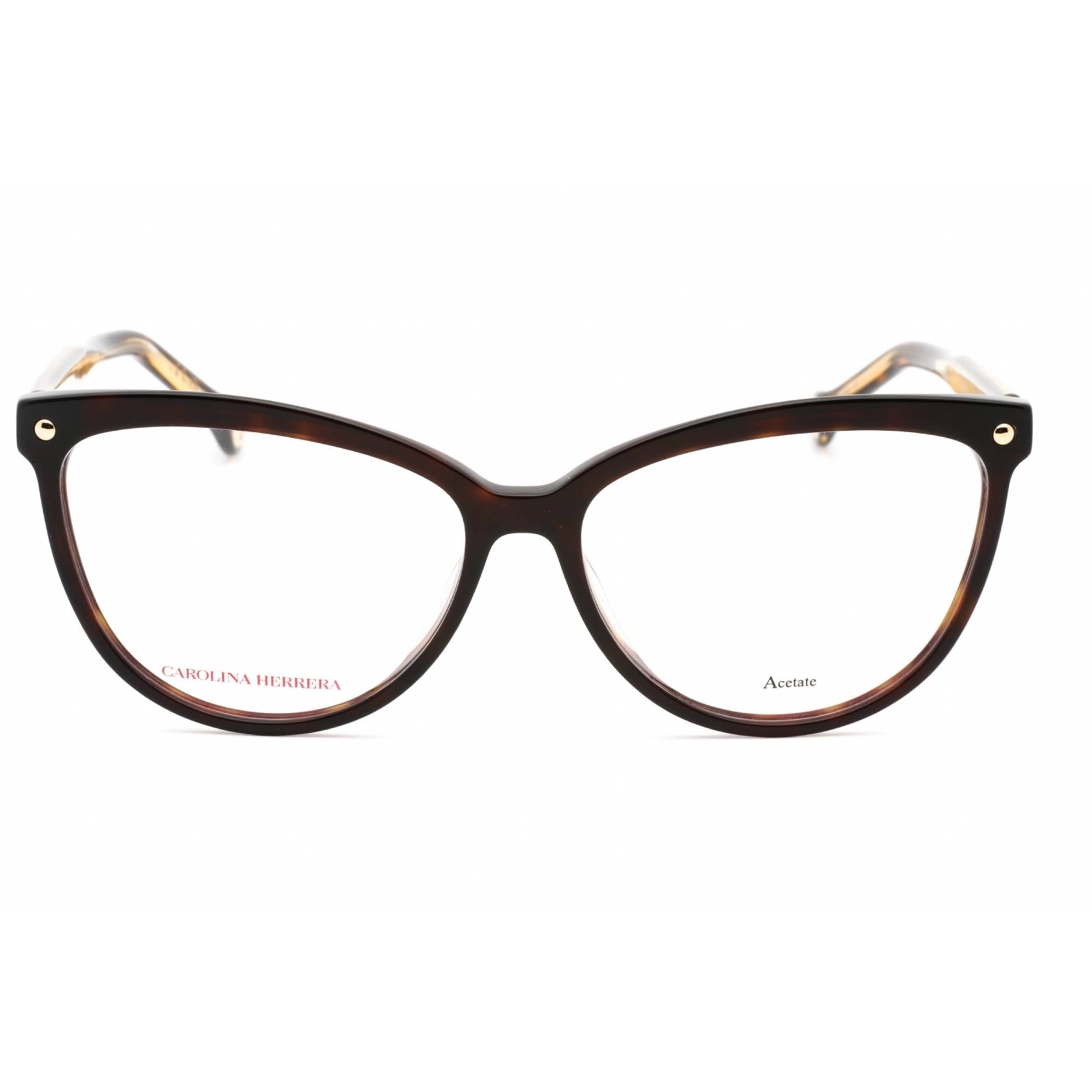 Carolina Herrera Women's Eyeglasses - Havana Plastic Cat Eye Frame | HER 0085 0086