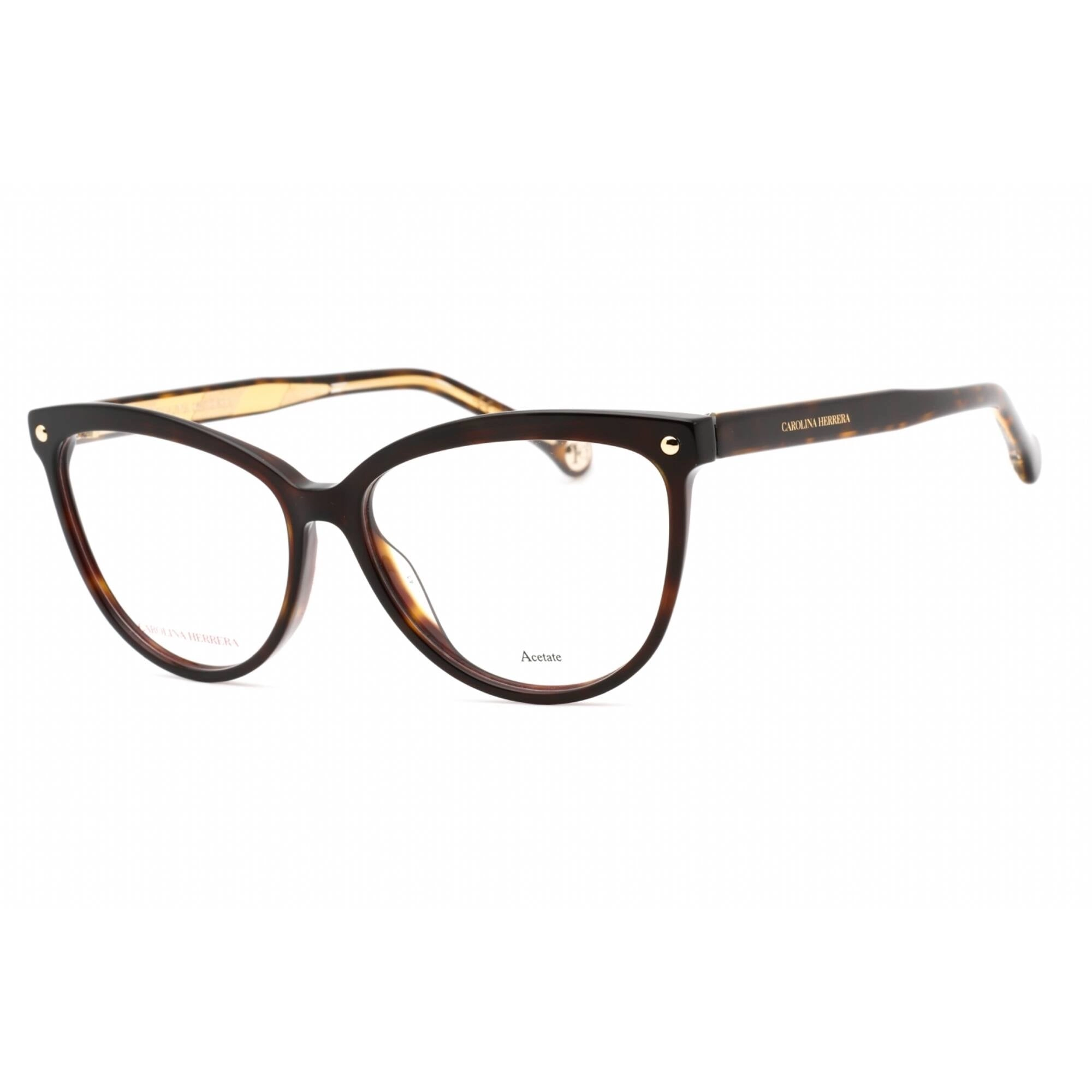 Carolina Herrera Women's Eyeglasses - Havana Plastic Cat Eye Frame | HER 0085 0086