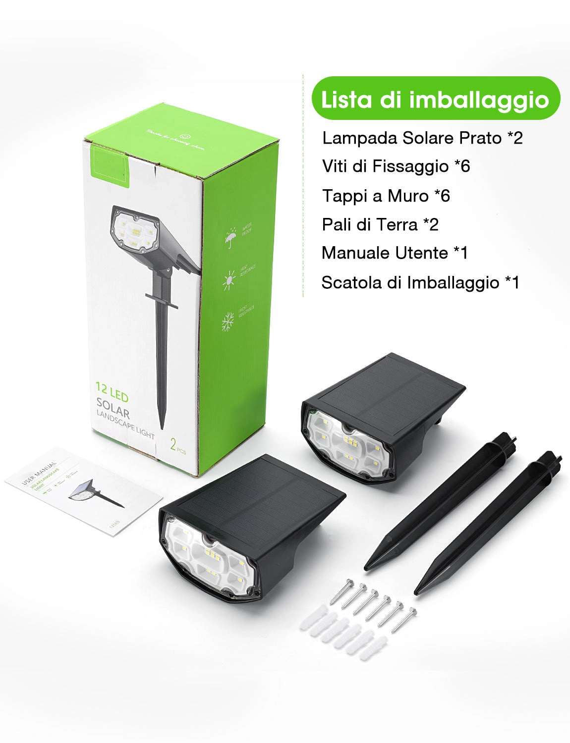 CD190 Solar Spot Lights Outdoor 2 Pack, Cold White