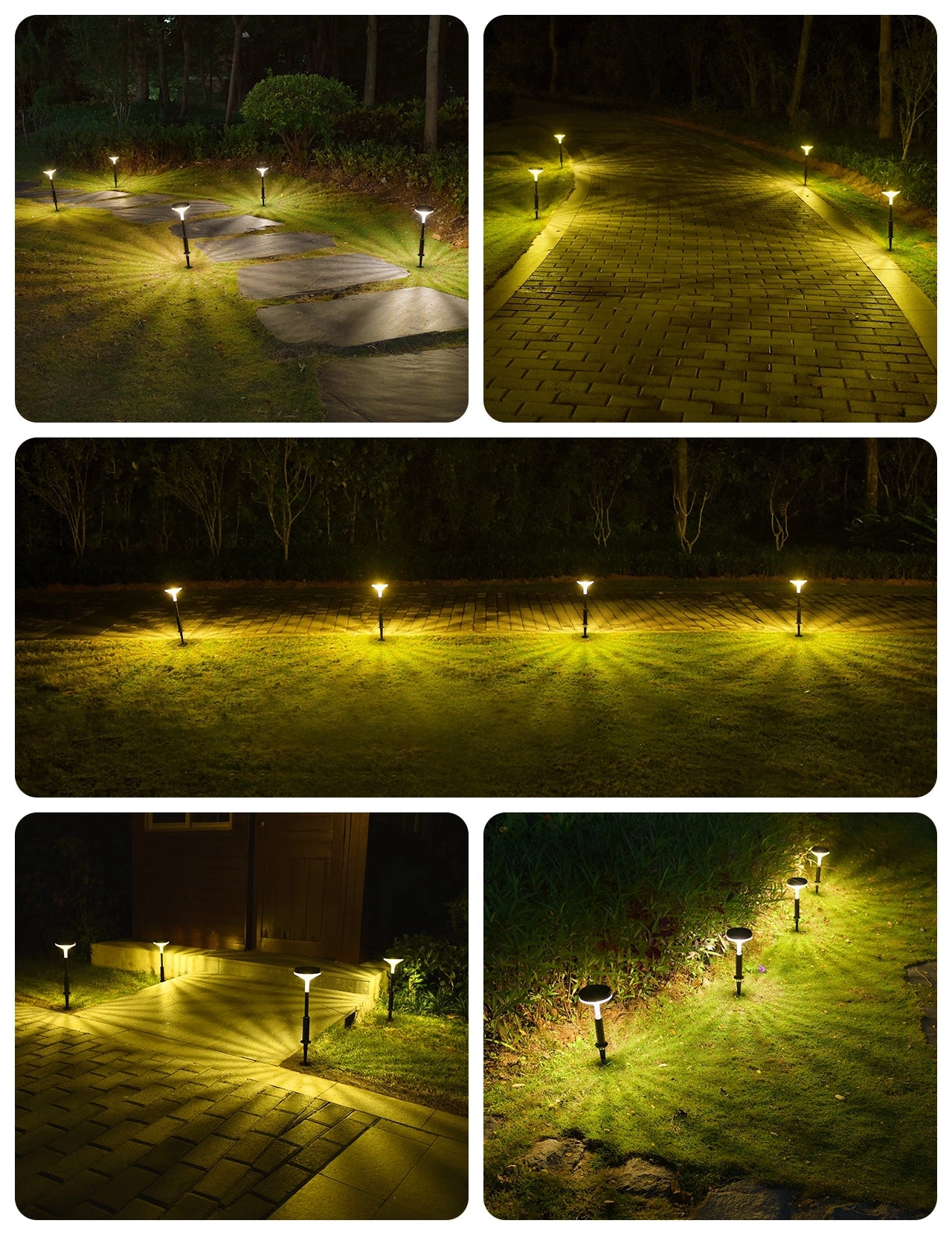 CD291 Solar Pathway Lights Outdoor 3 Modes 4 Pack