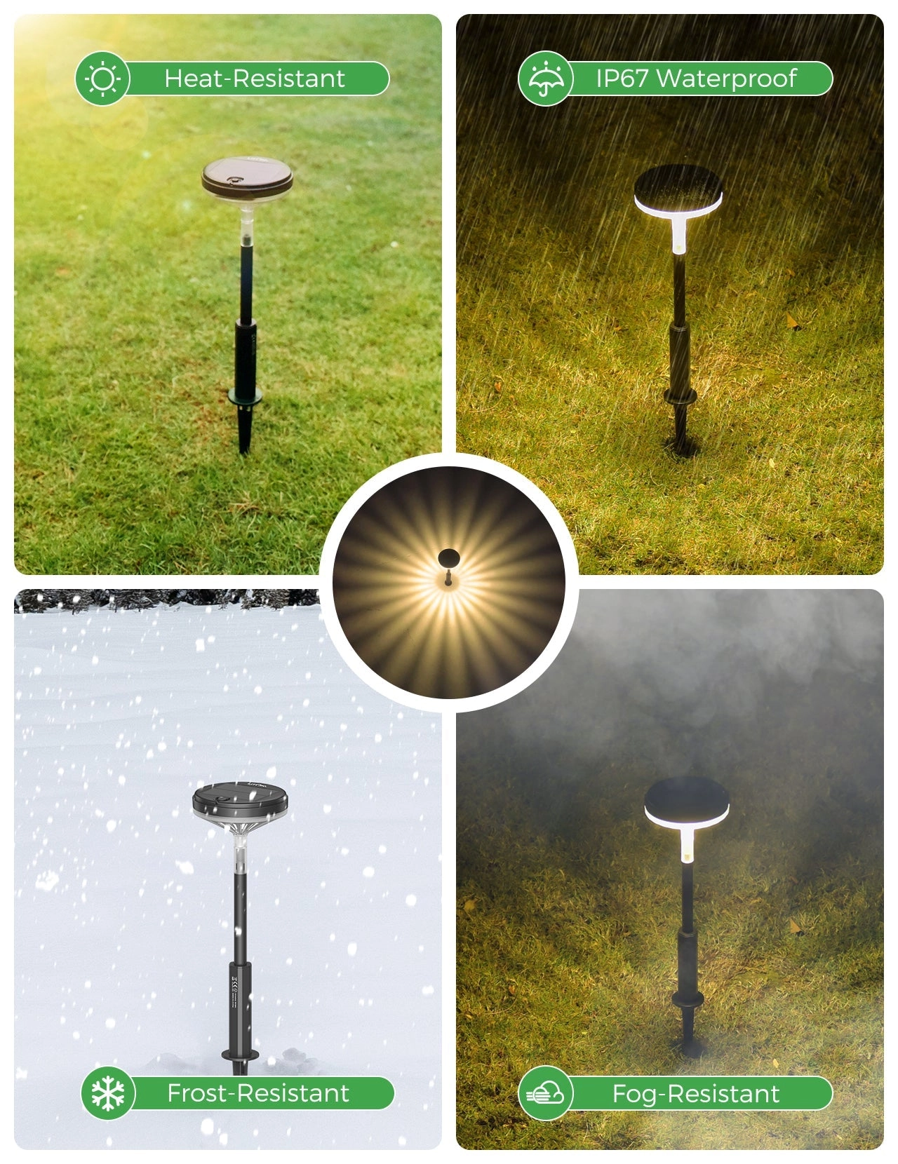 CD291 Solar Pathway Lights Outdoor 3 Modes 4 Pack