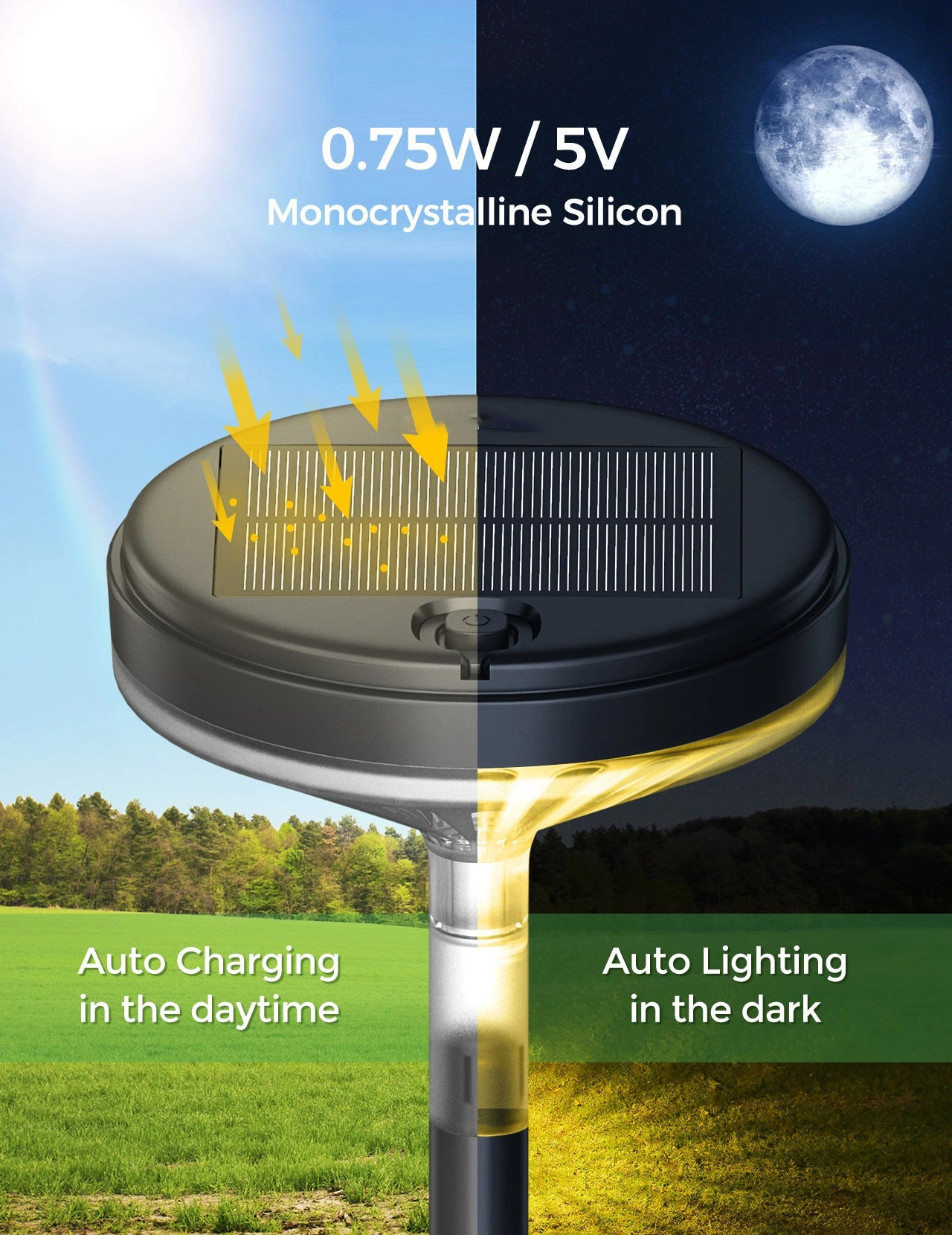 CD291 Solar Pathway Lights Outdoor 3 Modes 4 Pack