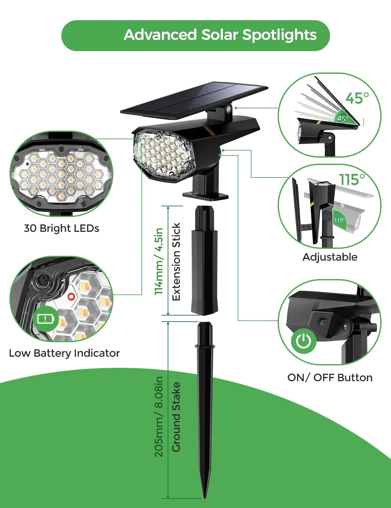 CD295 Solar Landscape Spotlights Outdoor Pro 4 Pack