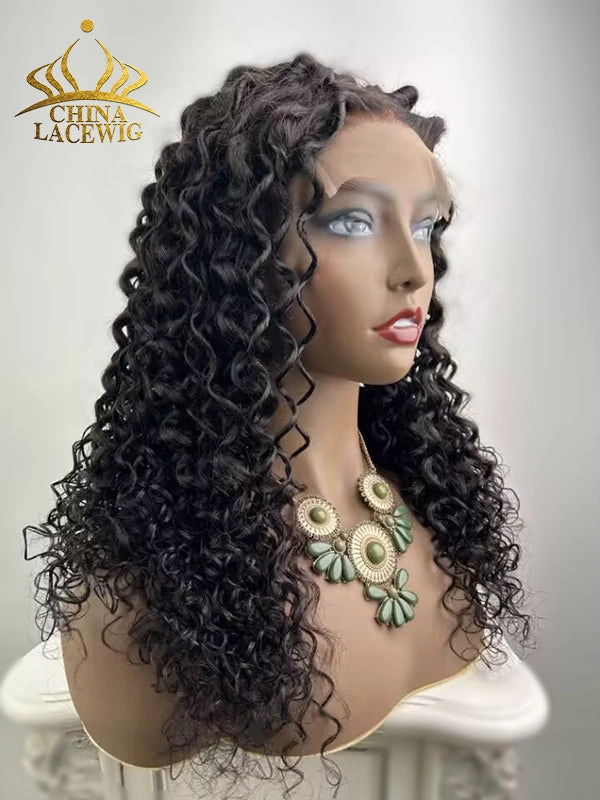 Chinalacewig Glueless Human Hair Lace Front Wig Loose Curly Twist Style Wigs