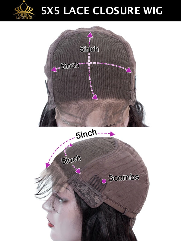 Chinalacewig Glueless Human Hair Lace Front Wig Loose Curly Twist Style Wigs