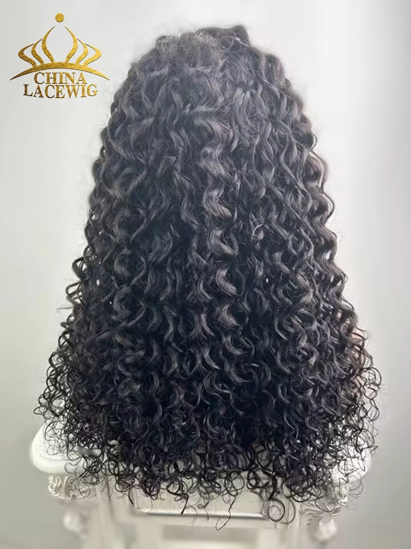 Chinalacewig Glueless Human Hair Lace Front Wig Loose Curly Twist Style Wigs