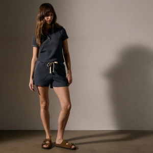 Cotton Linen Waffle Short - Asphalt