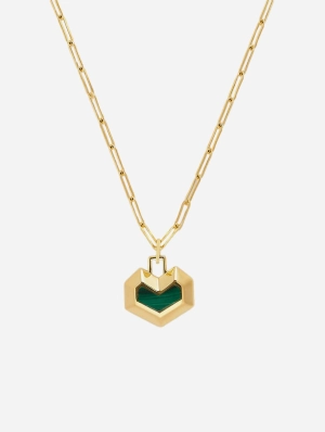 Daryl 18k Gold Plated Necklace | Malachite