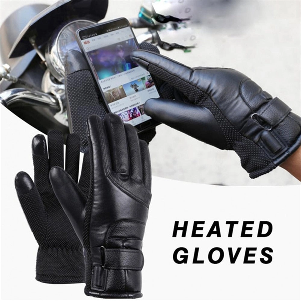 Electric Heated Gloves Rechargeable USB Hand Warmer Heating Gloves Winter Motorcycle Thermal Touch Screen Bike Gloves Waterproof