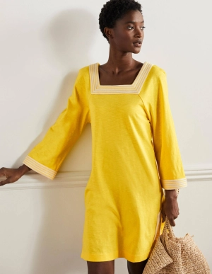 Embroidered Jersey Tunic-Lemon Zest