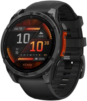 Garmin fenix 8 AMOLED Sapphire 47mm Watch Watch Color: Grey Wristband: Black/ Pebble Gray - Silicone