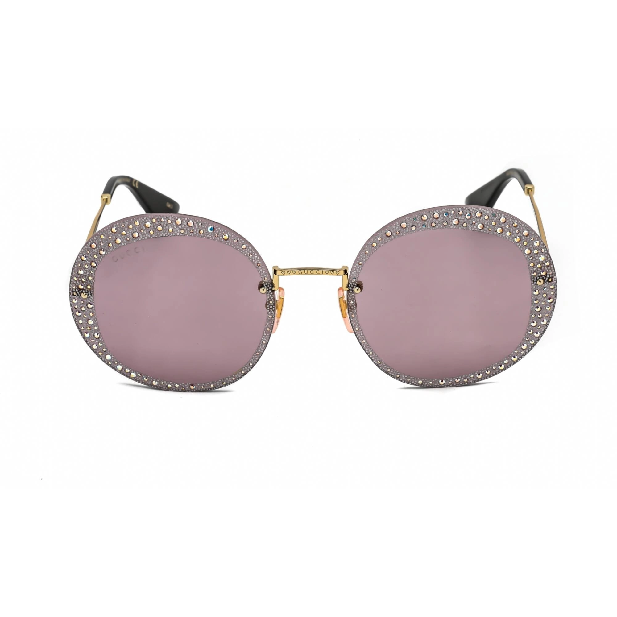 Gucci Women's Sunglasses - Gold Round Metal Rimless Frame Violet Lens | GG0899S 001
