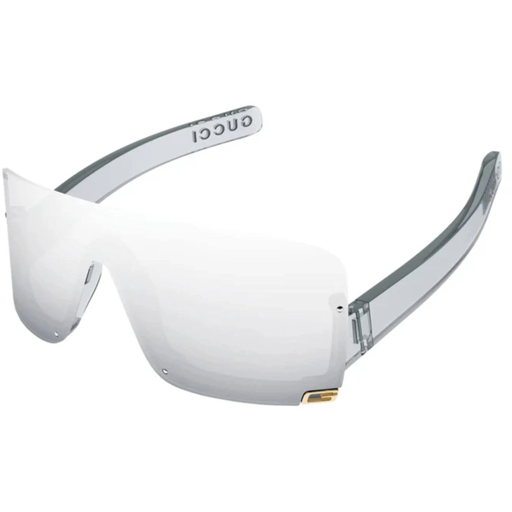 Gucci Women's Sunglasses - Grey Crystal Plastic Rimless Shield Frame | GG1637S 002