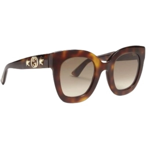 Gucci Women's Sunglasses Havana Fixed Nose Pads Full Rim Butterfly Frame | GG0208S 003