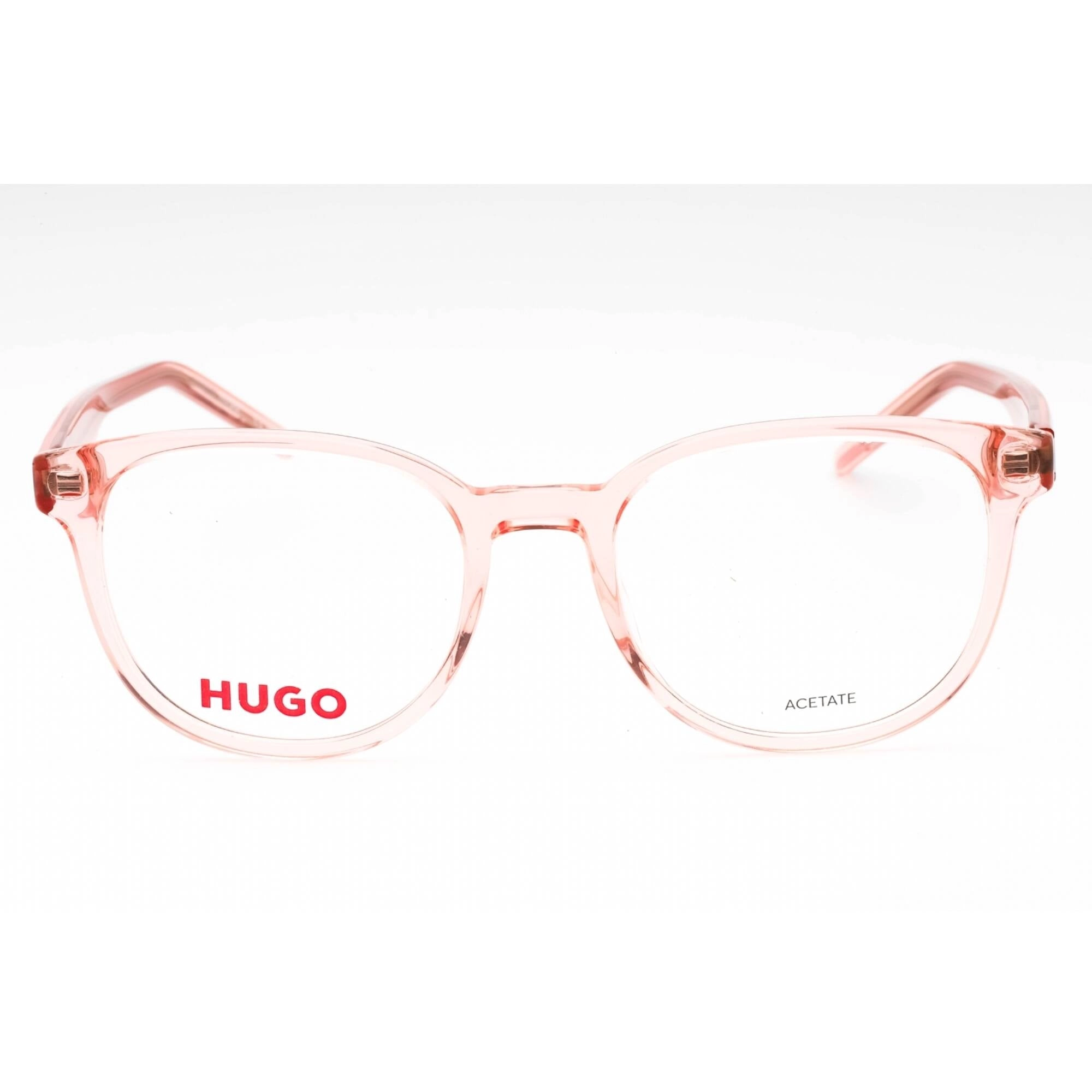 Hugo Women's Eyeglasses - Peach Square Shape Frame Clear Demo Lens | HG 1303 0733 00