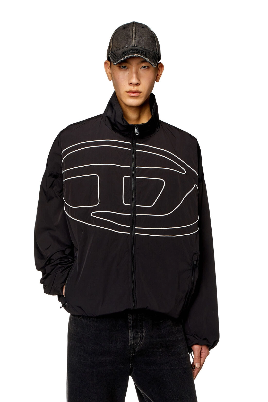 J-Vatel Taslan jacket with piped Oval D Black