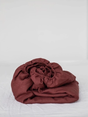 Linen Fitted Sheet | Terracotta