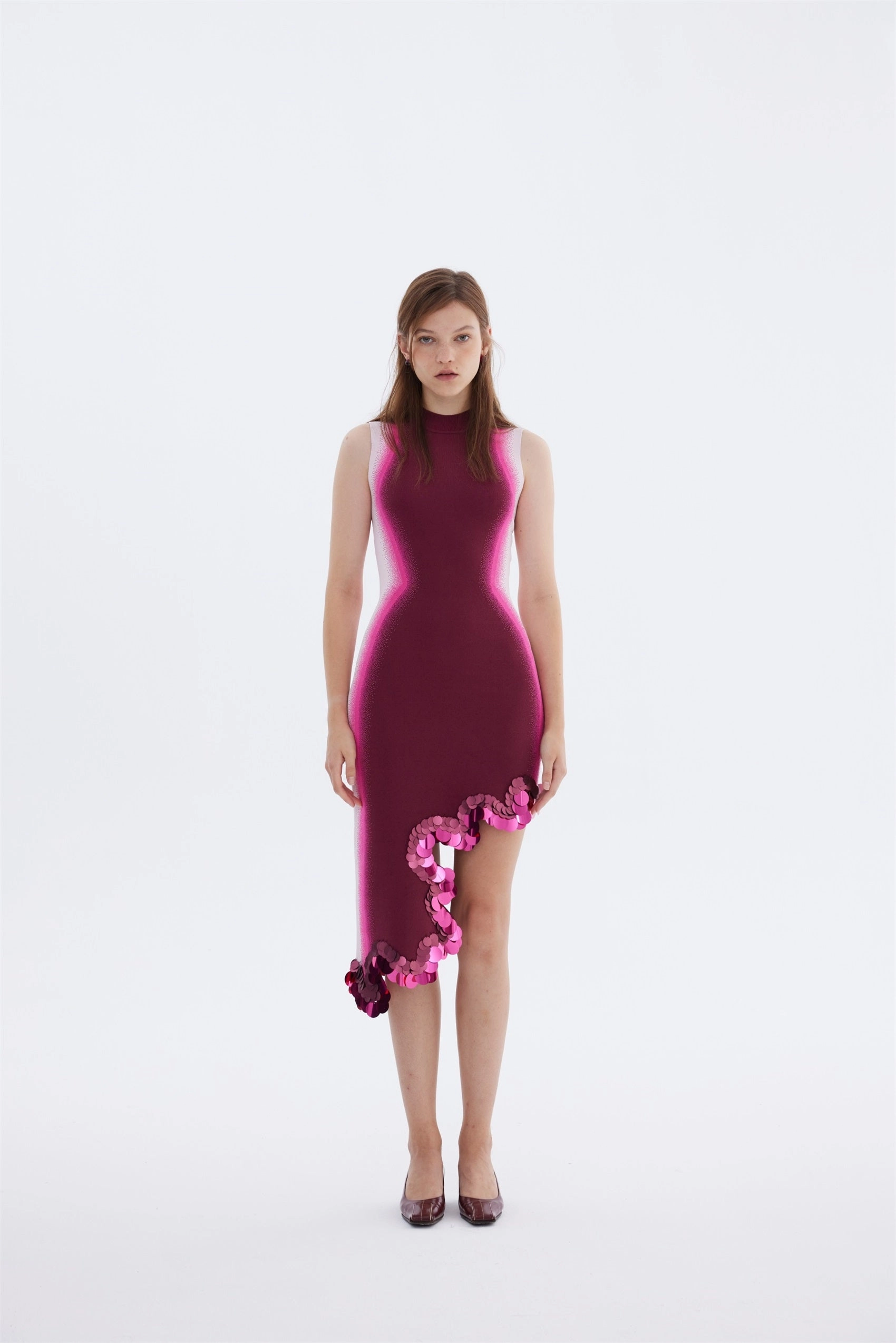 MAYA WAVY ASYMMETRIC DRESS WITH SEQUINS