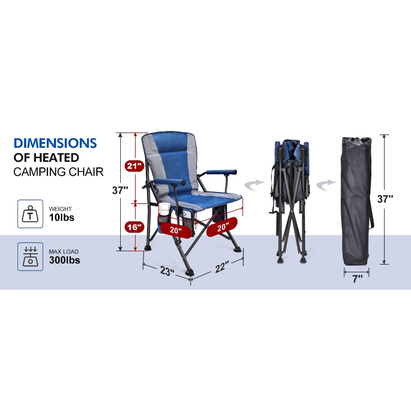 Mpow Heated camping chair Blue