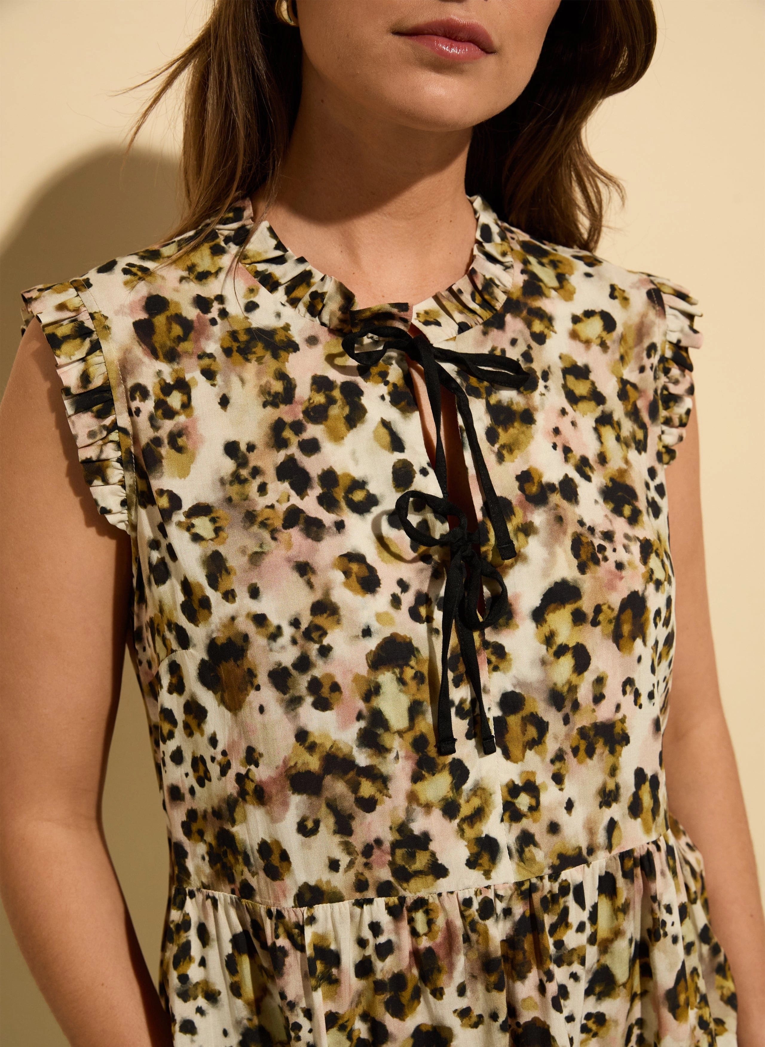 Nicole LENZING™ ECOVERO™ Printed Sleeveless Blouse | Brown Cheetah