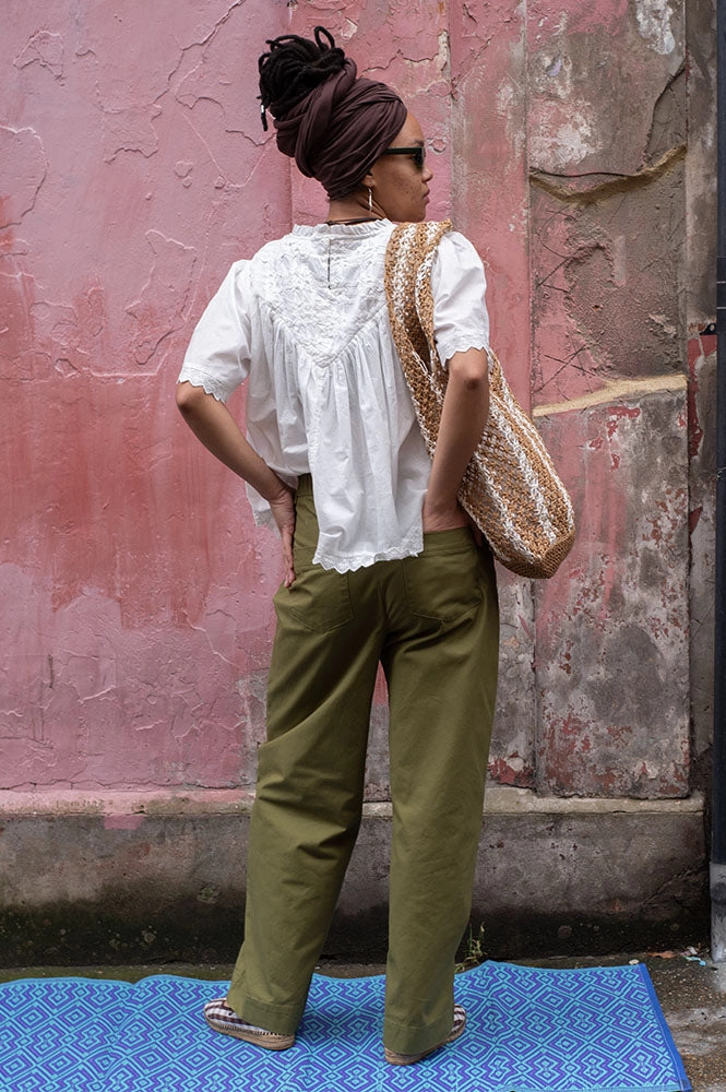 Object Meilin Olive Barrel Leg Trousers
