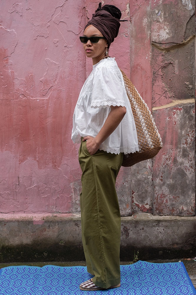 Object Meilin Olive Barrel Leg Trousers