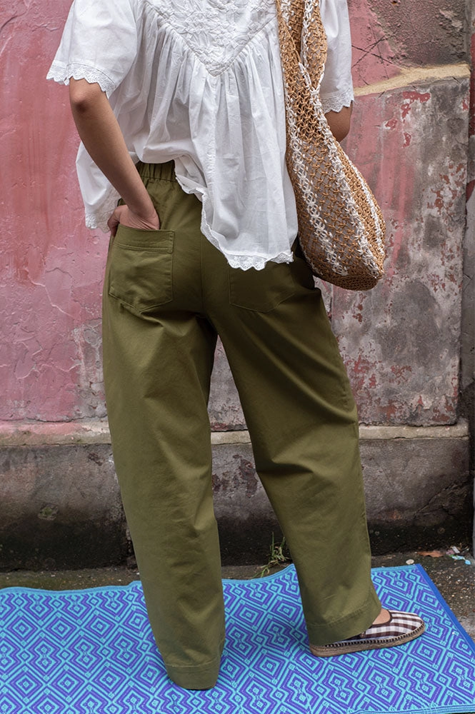 Object Meilin Olive Barrel Leg Trousers