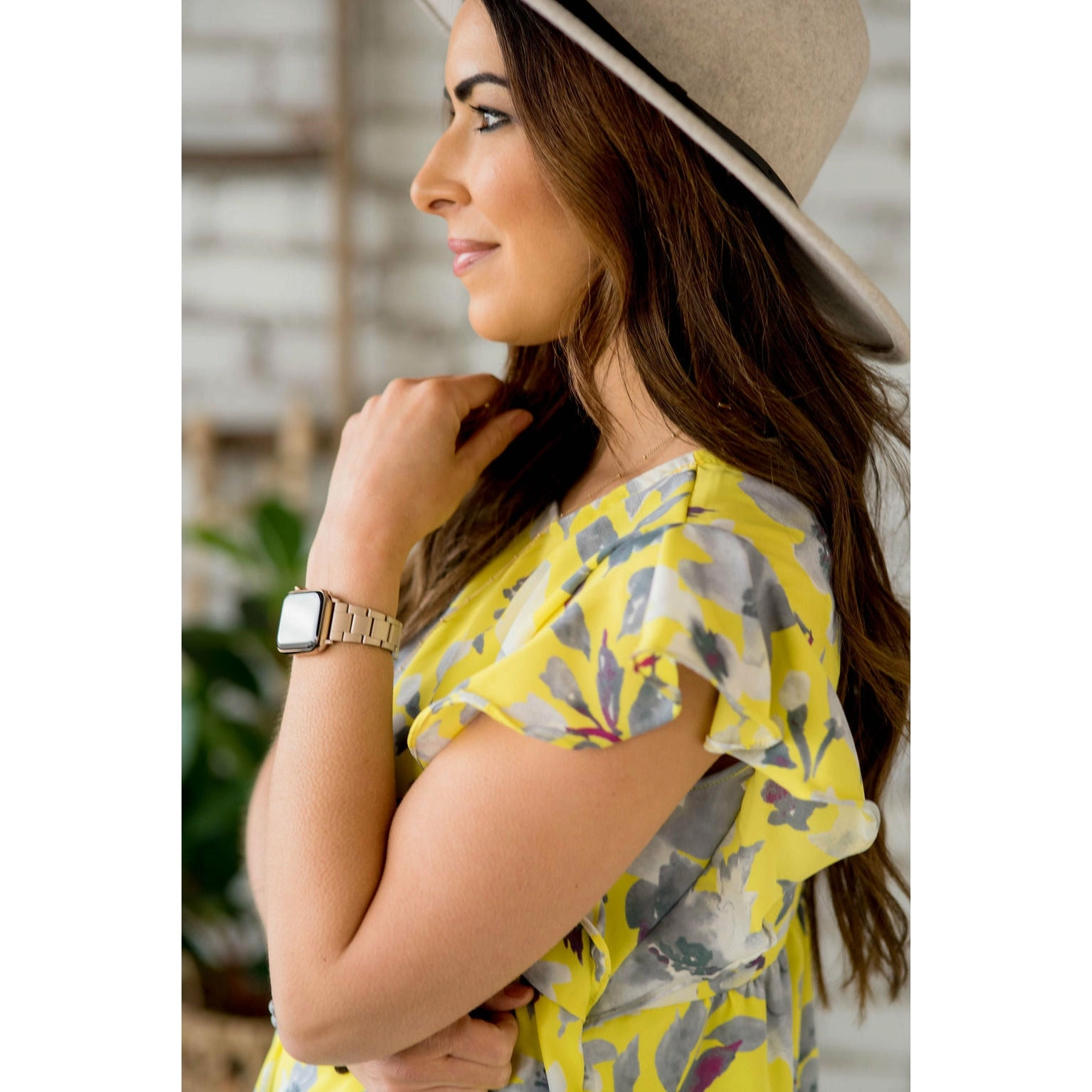 Pale Yellow Ruffle Sleeve Floral Blouse