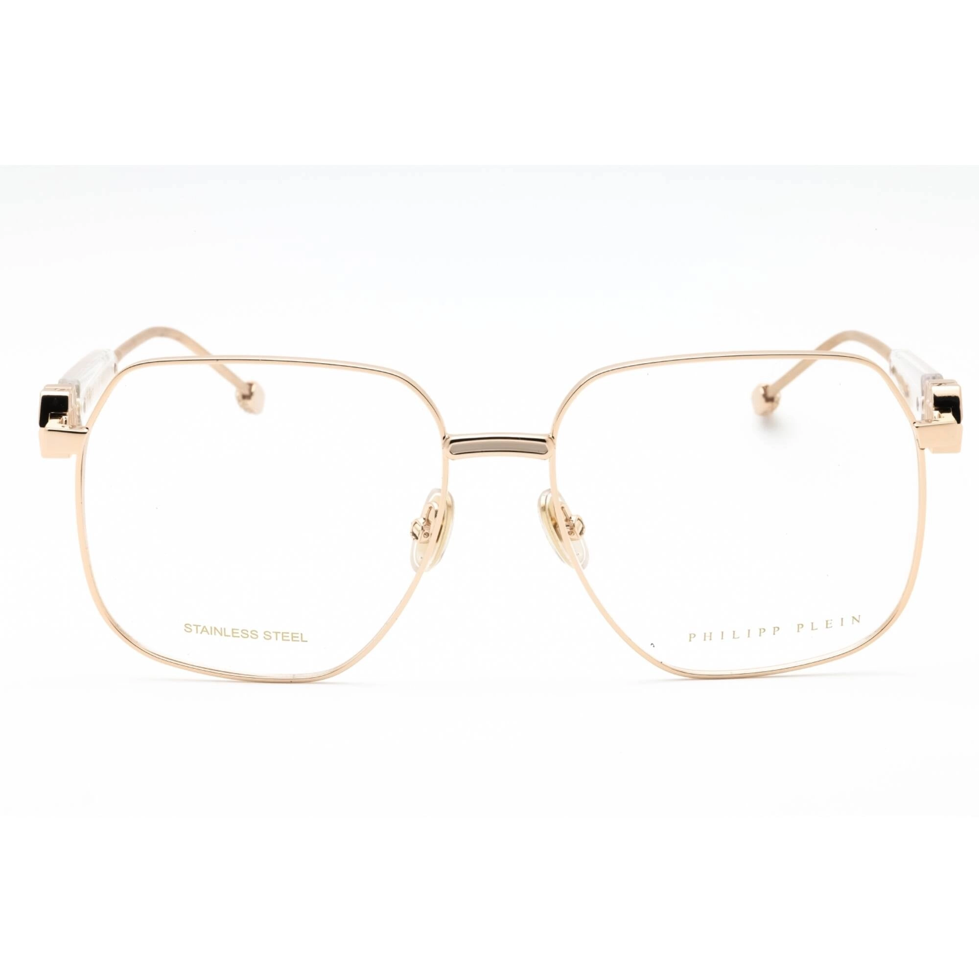 Philipp Plein Women's Eyeglasses - Rose Gold W/Beige Full Rim Square | VPP126S 0F47