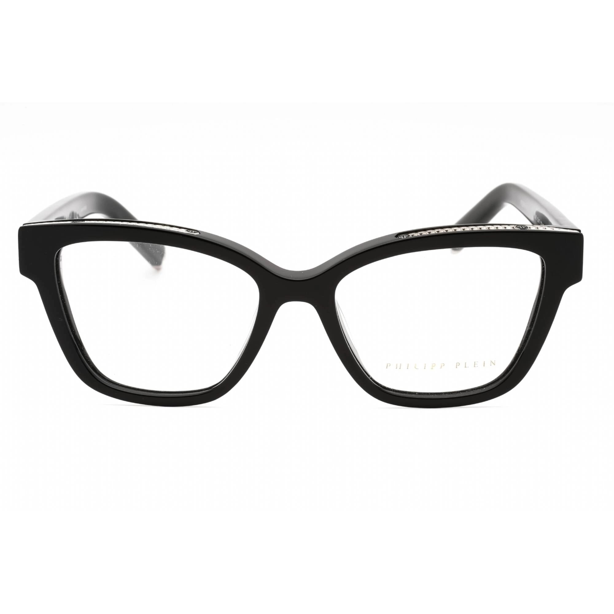 Philipp Plein Women's Eyeglasses - Shiny Black Acetate Cat Eye Frame | VPP034S 0700