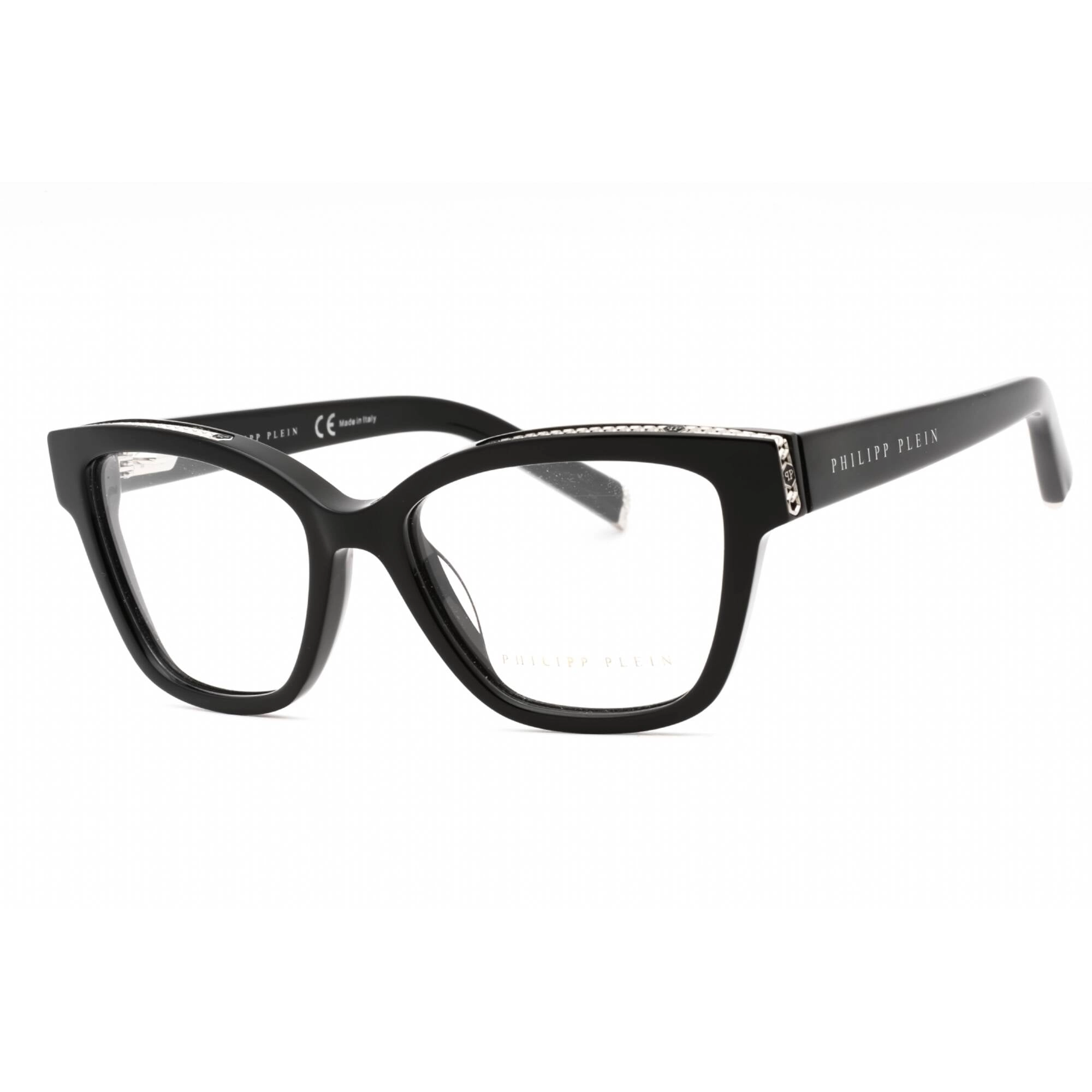 Philipp Plein Women's Eyeglasses - Shiny Black Acetate Cat Eye Frame | VPP034S 0700
