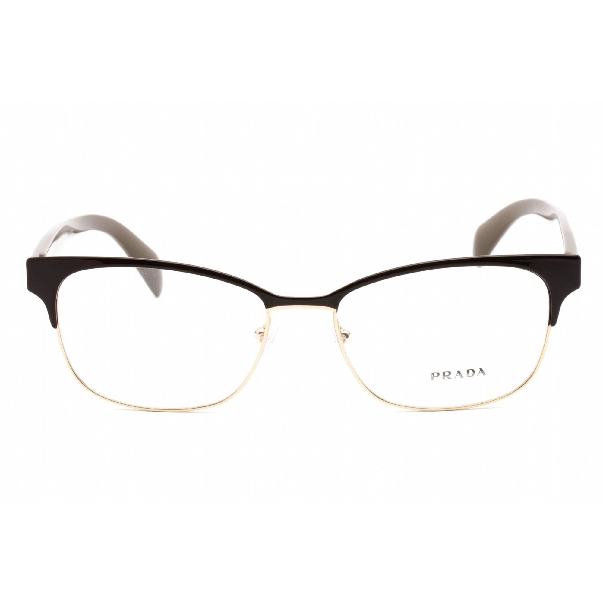 Prada Women's Eyeglasses - Full Rim Rectangular Dark Brown Metal Frame | PR65RV DHO1O1