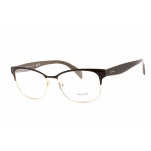 Prada Women's Eyeglasses - Full Rim Rectangular Dark Brown Metal Frame | PR65RV DHO1O1