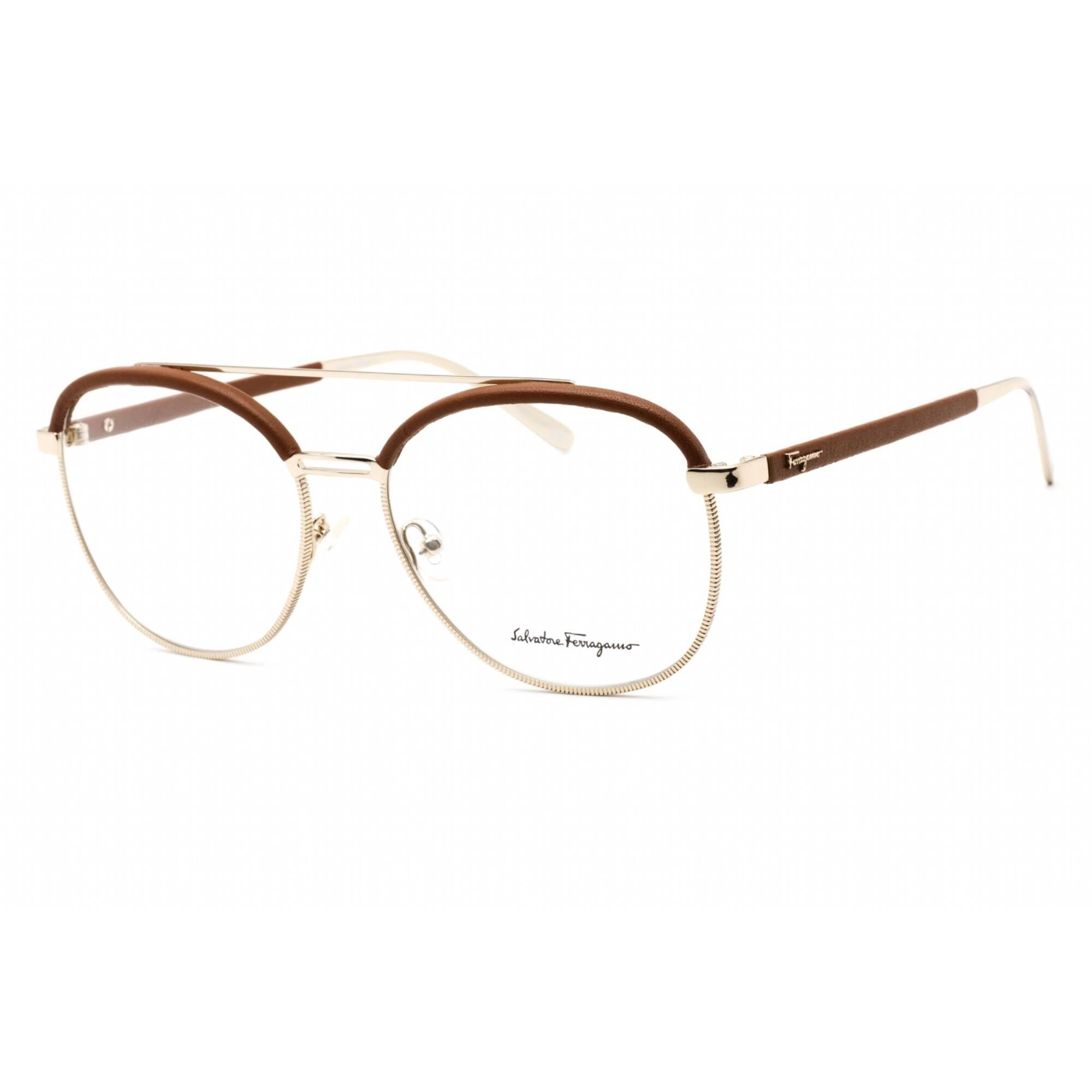 Salvatore Ferragamo Women's Eyeglasses - Gold/Brown Round Shape Frame | SF2195L 704