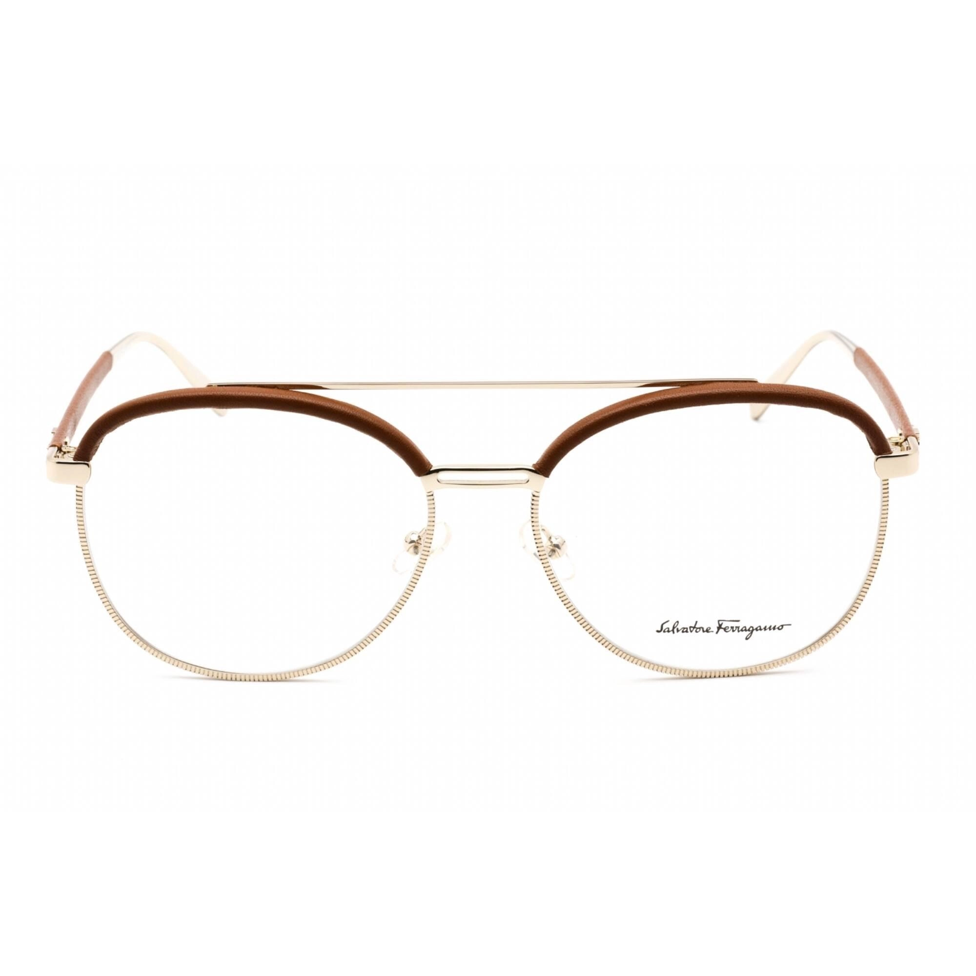 Salvatore Ferragamo Women's Eyeglasses - Gold/Brown Round Shape Frame | SF2195L 704