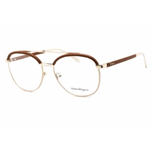 Salvatore Ferragamo Women's Eyeglasses - Gold/Brown Round Shape Frame | SF2195L 704