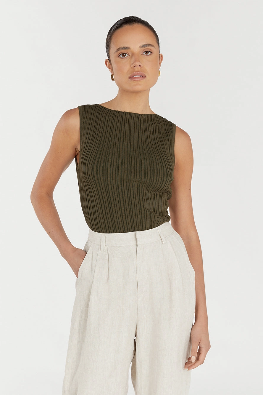 SIENNA OLIVE KNIT TANK