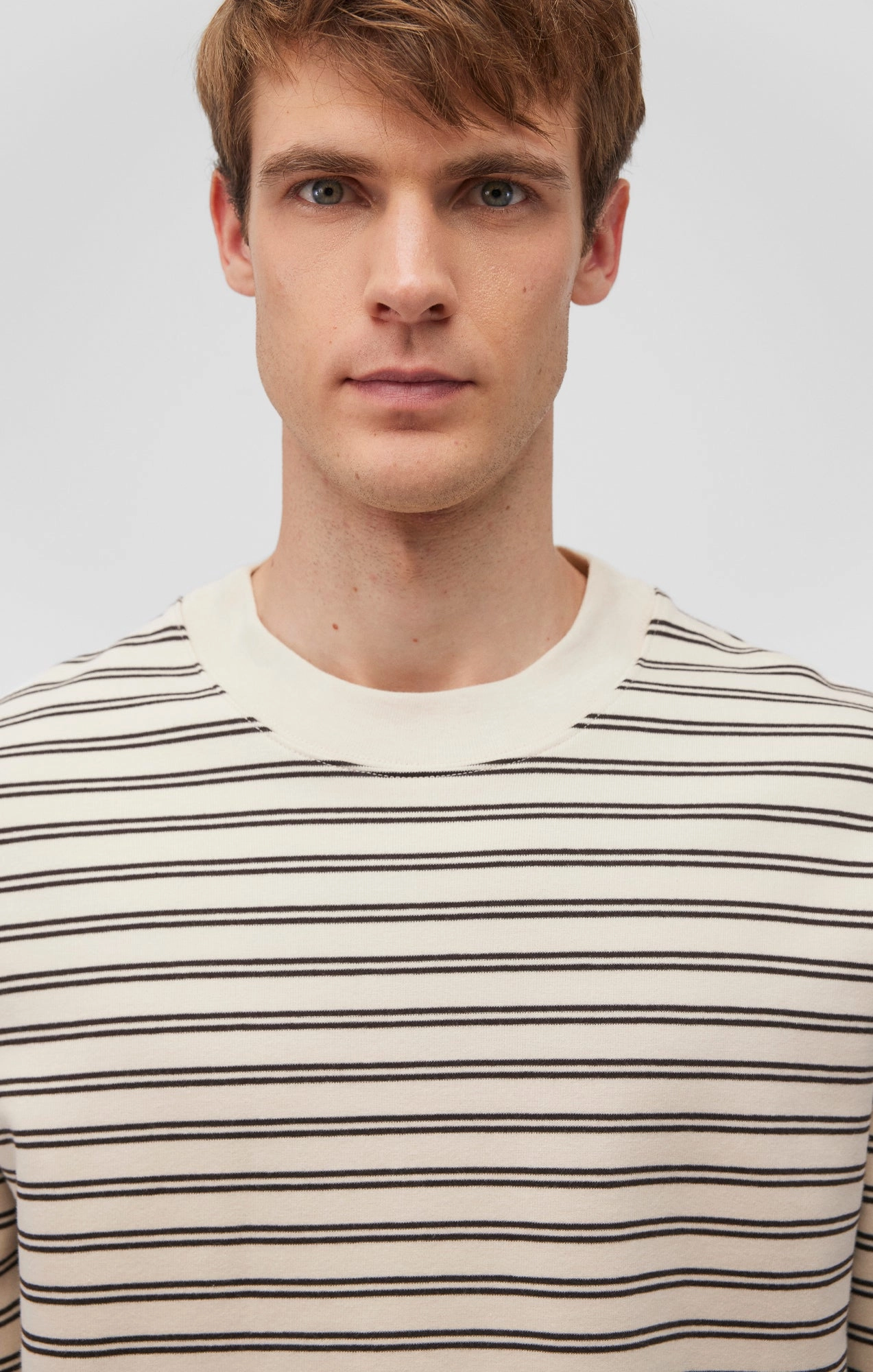 STRIPED CREW NECK SWEATSHIRT IN CHOCOLATE TORTE