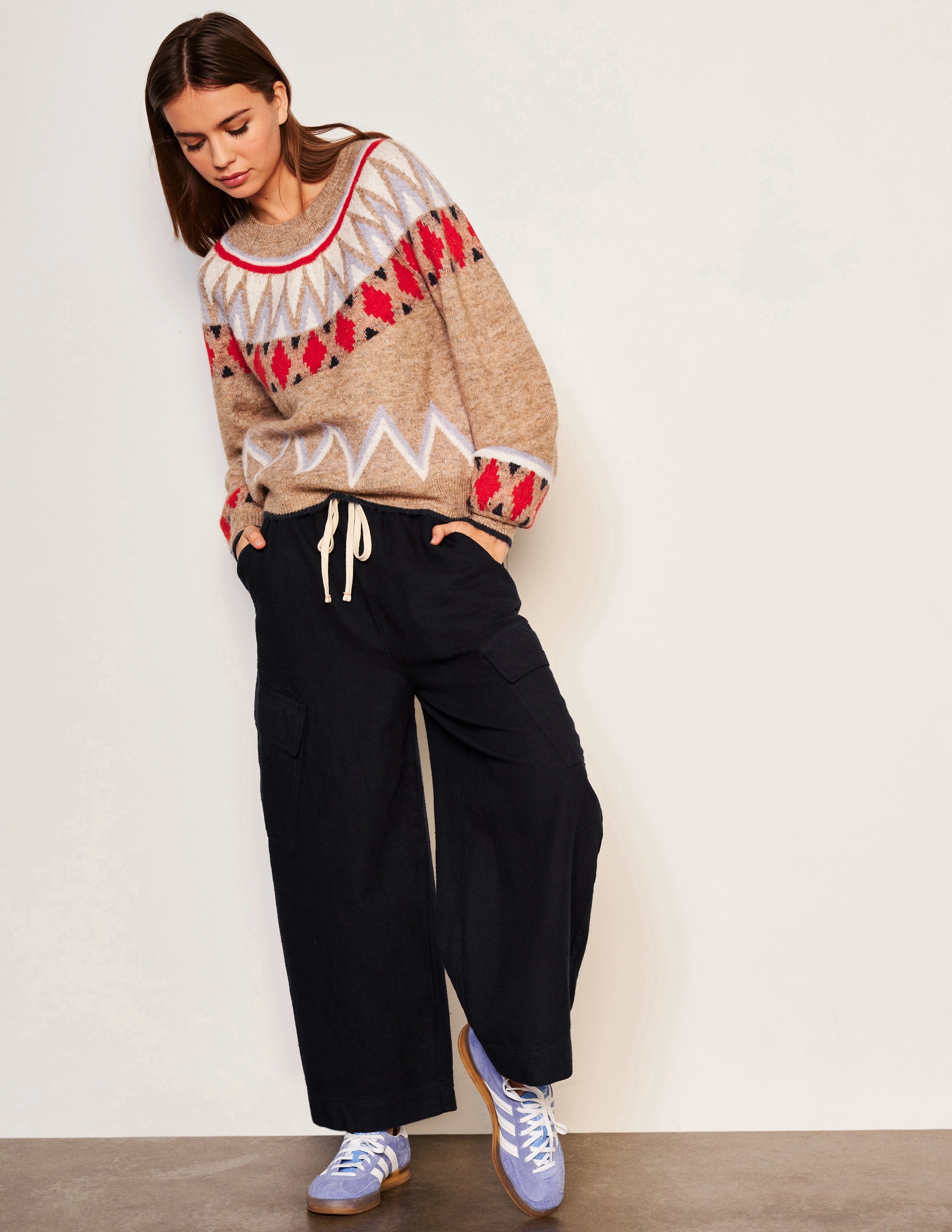 Sundry Fairisle Sweater in Taupe