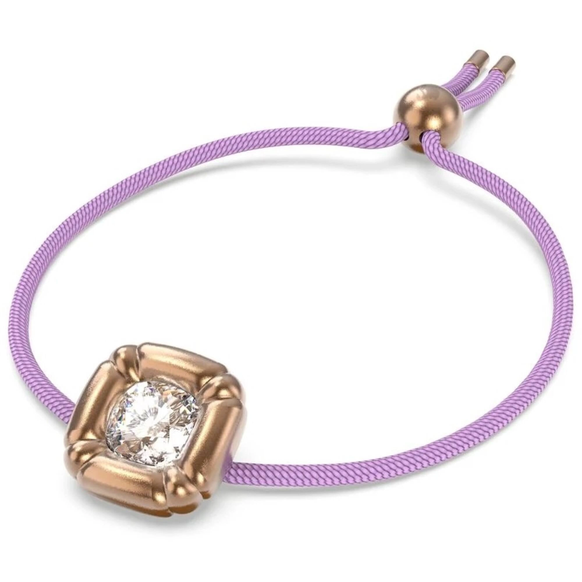 Swarovski Women's Bracelet - Dulcis Rose Gold, Crystal, Purple Cord | 5617983