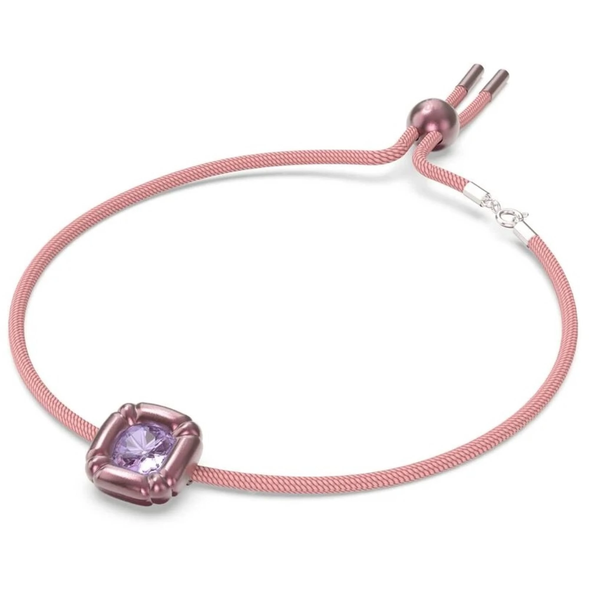 Swarovski Women's Choker Necklace - Dulcis Pink Cord Purple Crystal | 5626400