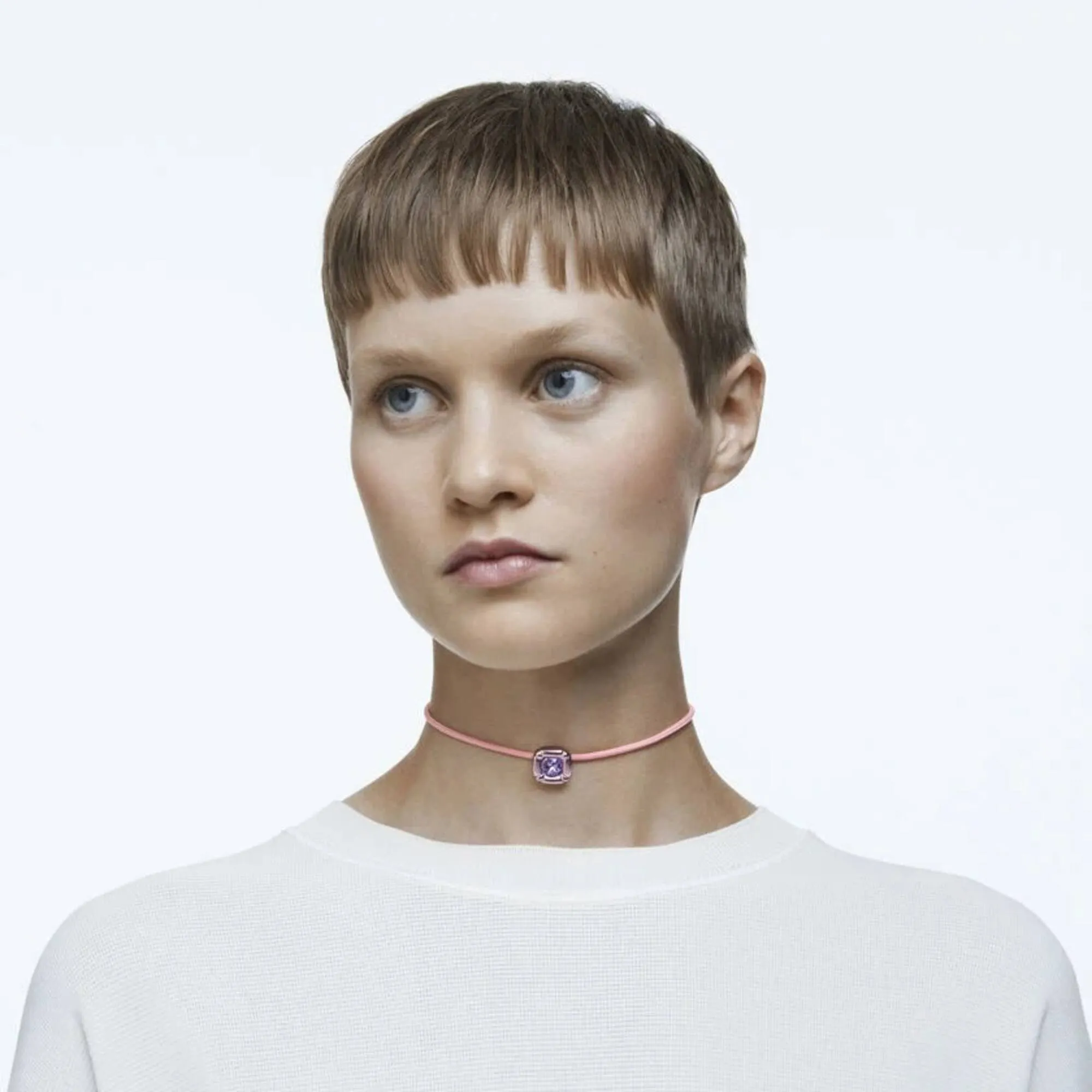 Swarovski Women's Choker Necklace - Dulcis Pink Cord Purple Crystal | 5626400