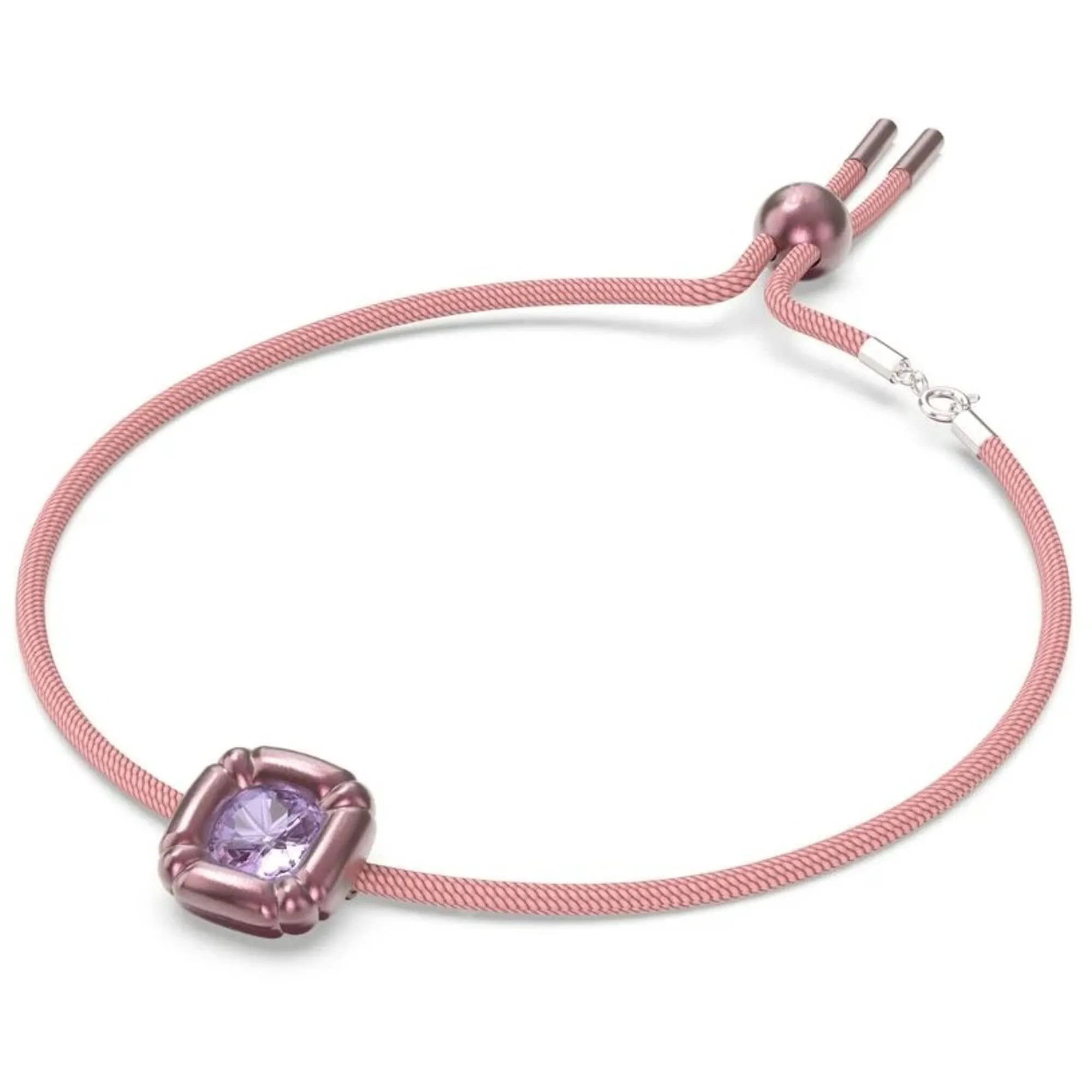 Swarovski Women's Choker Necklace - Dulcis Pink Cord Purple Crystal | 5626400